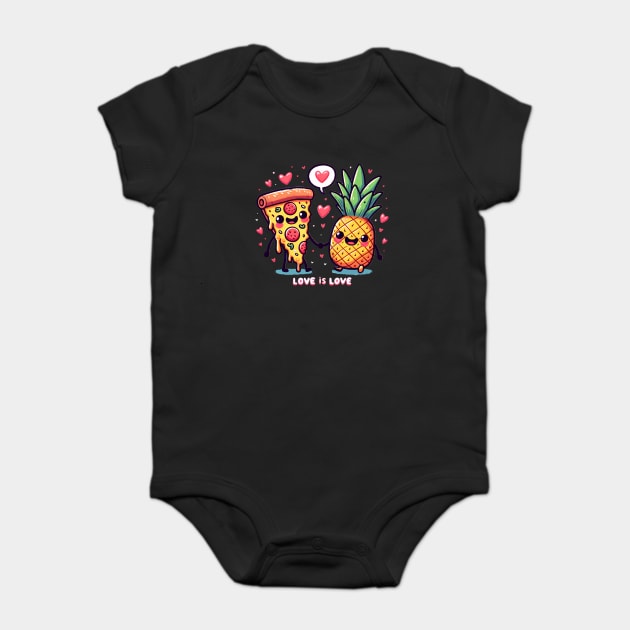 Love Pineapple Pizza, Better Together Baby Bodysuit by logiamerch